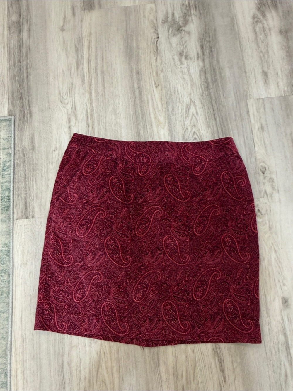L.L. Bean Burgundy Paisley Mini Skirt 12 petite
